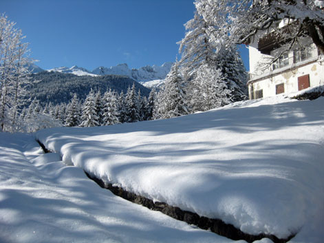 Eine märchenhaft-winterliche Stimmung am Reintalerhof.